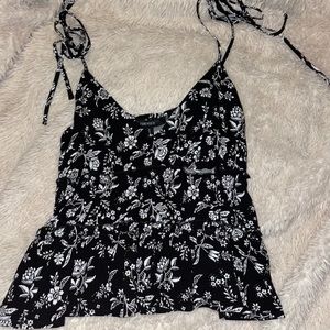 Black and White floral flowy Tank
